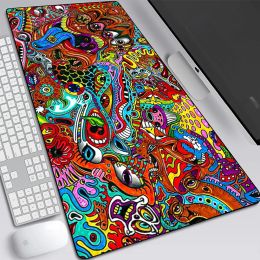 Pads Trippy Psychédélique Weed Grand Tapis de Souris de Jeu Ordinateur Portable Tapis de Souris Clavier Tapis de Bureau PC Gamer Tapis de Souris Bureau Mausepad