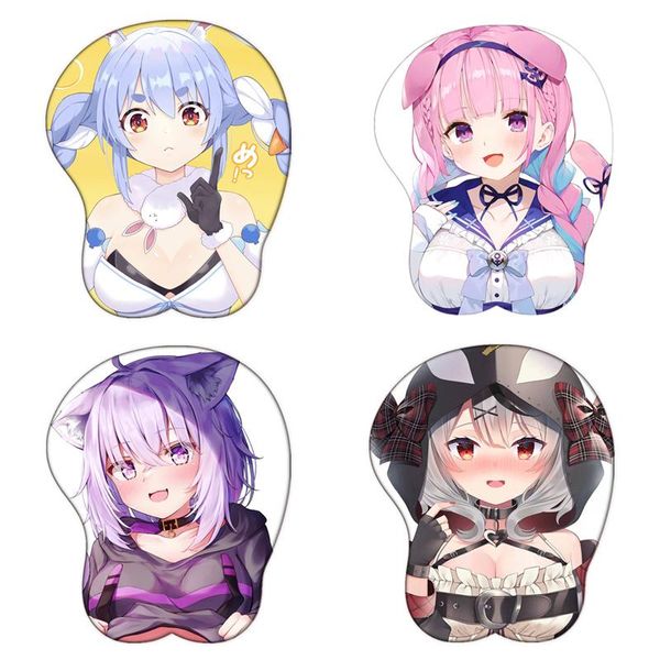 Almohadillas Virtual Youtuber Kawaii Hololive Minato Múltiples Funciones Lindo Gel de Sílice Reposamuñecas Alfombrilla de Ratón Anime 3D Gamer Sexy Oppai Mousepad