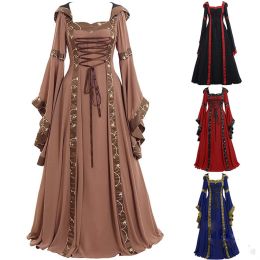 Pads Femmes Médiale Gothic Cosplay Robes Victoria steampunk Sweat à doute Bandage Halloween Noble Palace Bell Long Carnival Costumes