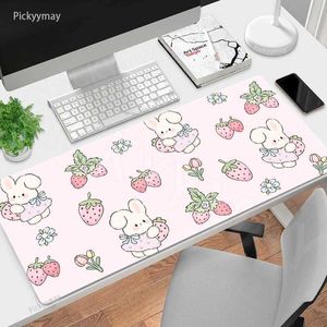 Coussinets poignets repose rose mignon kawaii lapin grand bureau de bureau non glissant caoutchouc grand clavier J240510