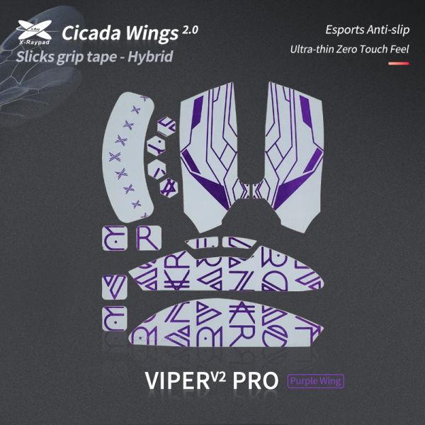 Almohadillas Xraypad Cicada Wings V2 Slicks Grip Tape para Viper V2 Pro Xraypad cintas de agarre para ratón