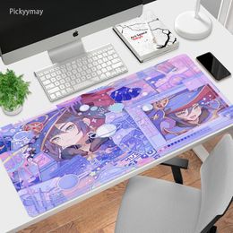 Alfombrillas XXL para ratón Genshin, alfombrillas de escritorio para teclado de impacto, alfombra antideslizante para ordenador portátil, alfombrilla para ratón para juegos grandes, alfombrillas de escritorio de Anime Kawaii Sexy Girl