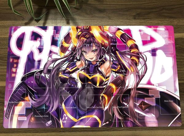 Pads yugioh girl i p masquerena tcg mat à carte de gamme de cartes de jeu tapis ccg playmat anti-aslip souris de souris pad berbe de table de jeu de jeu de jeu