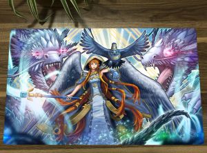 YuGiOh Minerva, tapis de jeu de cartes à collectionner TCG, tapis de souris antidérapant, sac de bureau 60x35cm, YuGiOh Minerva, the Exalted Lightsworn