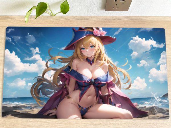 Almohadillas YuGiOh Playmat Dark Magician Girl TCG CCG Mat, alfombrilla para juegos de cartas coleccionables, alfombrilla para ratón, mesa, escritorio, alfombrilla para juegos, bolsa gratis