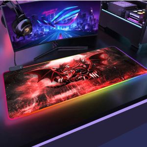 Almohadillas YuGiOh Ultimate Conductor Tyranno TCG Pad RGB Anime Trading Card Game Pad CCG CSGO Game Pad antideslizante Mouse Pad LED escritorio Pad