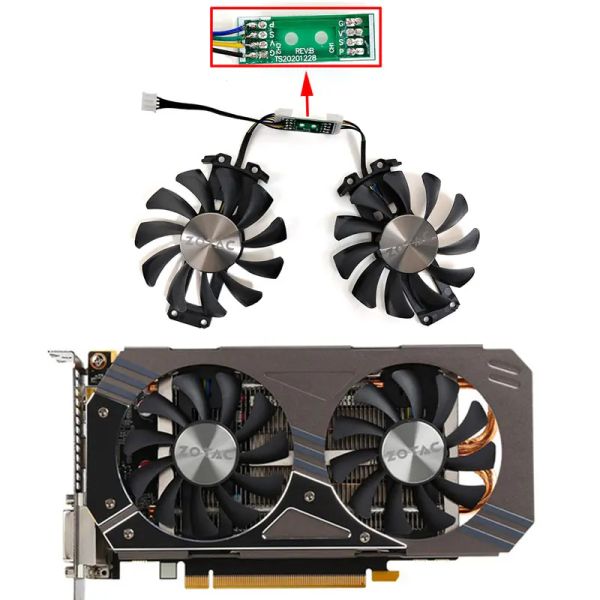 Almohadillas Zotac Nuevo 75 mm GA91S2H GA81S2U DC 12V 0.38A 4PIN Reemplazo del ventilador del ventilador GTX 950 960 1060TI PCIEDC GRÁFICO CARDA DE VIDE