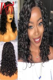 PAFF cheveux humains courts bouclés pleine dentelle perruque 44 Base de soie sans colle Remy brésilien soie haut pré plumé Hairline5009703