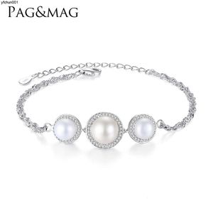 PAG Mag S925 Sterling Silver Bracelet ingelegd met 3A Zirkoon Freshwater Pearl Fashion Jewelry