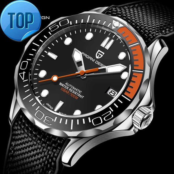 Pagani Design 1667 Commandant 007 Mens mécaniques Mélanges 2020 Top Brand Luxury Automatic Men 100m imperméable Sport Watch Relogio