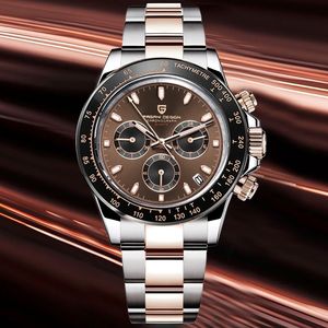 Pagani Design 2021 Nouveau chocolat 1644 Rose Gold Luxury Quartz Watch for Men Automatic Date Wristwatch Sport Chronograph Corloge