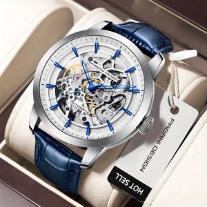 Pagani Design Men Luxury automático Relojes mecánicos de acero inoxidable Reloj de cuero impermeable Relogio Masculino 240407