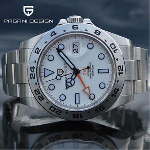 Pagani Design Mens Automatische mechanische horloges GMT Watch 42 mm Sapphire roestvrij staal waterdicht horloge Reloj Hombre 220530