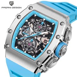 Pagani Design Montres à quartz pour hommes Japon Movt Cadran squelette étanche Sport Rectangle Verre saphir Montre chronographe pour hommes 240315