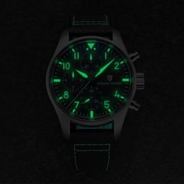 Pagani Design Nouveau chronographe pilote 42 mm Regardez le japonais VK67 Men Quartz Watch 10bar Imperpose en verre sapphir de montre pour hommes