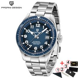 Pagani Design New Business Luxury Men Relojes deportivos automáticos Acero inoxidable 100 m Impermeable Clásico Reloj de pulsera mecánico Hombres Buceo 2020