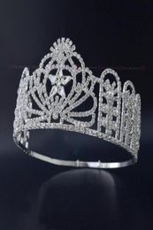 Pageant Crown Miss Teen USA Hoge kwaliteit Strass Tiara's Bruids Bruiloft Haarsieraden Accessoires Verstelbare hoofdband mo231226237380527