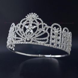 Pageant Crown Miss Teen USA Hoge Quanlity Strass Tiara Bruids Bruiloft Haar Sieraden Accessoires Verstelbare Hoofdband mo231229t