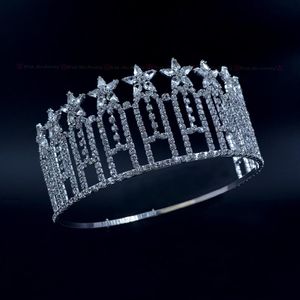 Pageant Crown Stars Miss Beauty Contest Hoge Quanlity Strass Tiara Bruids Bruiloft Haaraccessoires Verstelbare Hoofdband mo230229M