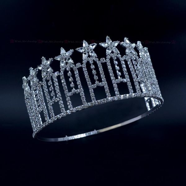 Pageant Crown Stars Miss Beauty Contest Haute Quanlity Strass Diadèmes Accessoires De Cheveux De Mariage De Mariée Bandeau Réglable mo230216m