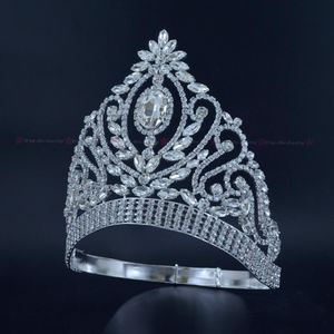 Pageant Kronen Strass Kristal Zilver Miss Beauty Queen Bruids Bruiloft Tiara Prinses Headress Mode Haar Sieraden Kroon Mo22275A