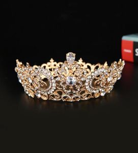 Pageant complet Circle Tiara Clear Autrichie Régistes King Queen Couronne de mariage Couronnes Bridal Party Art Deco Crystals Weddin6013647