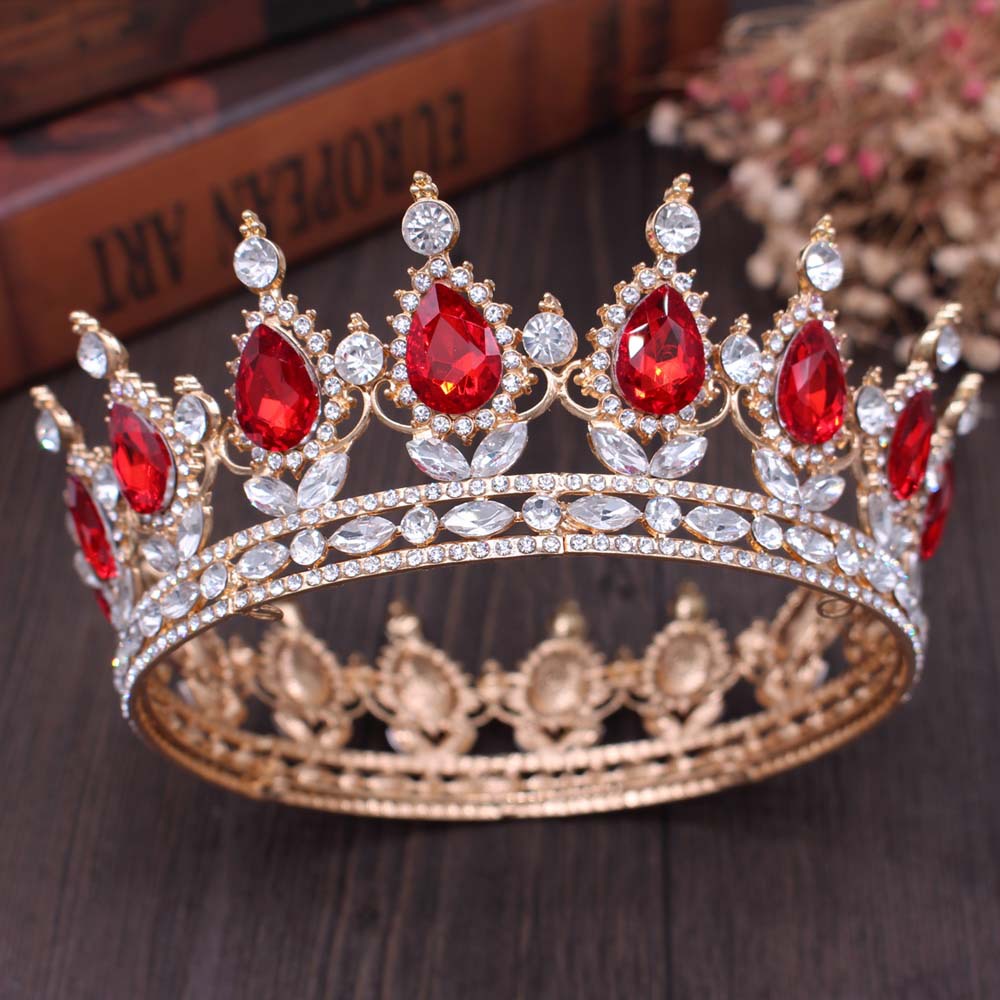 Nakłady nagłówki Kumpanie pełne koło Tiara Clear Rhinestones King / Queen Wedding Bridal Crown Crown Prezent Prezent