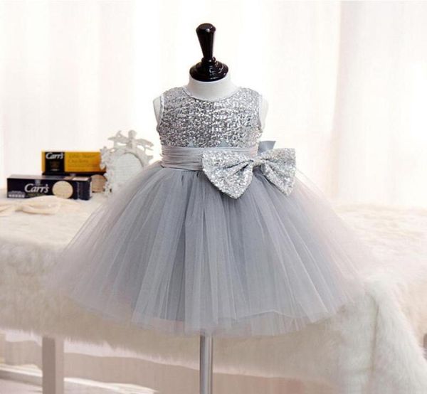 Pageant Paillettes Enfant Robe Baptême 1er Anniversaire Pour Bébé Fille Princesse Infantile Gris Fête Robes De Mariée Filles Fille039s6337649