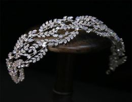 Pageant Zircon Bandboulebout HairBand Wedding Bridal Crown Tiara Hair Accessoires Jewelry Prom Prom Headpiece Ornament Robe Accessori1615507