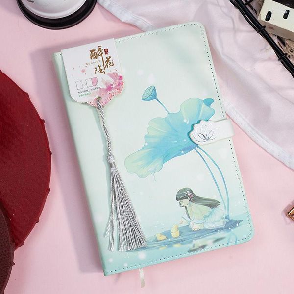 Pages mignon Antique fille journal couleur Illustration bouton magnétique cahier étudiant planificateur Agenda bloc-notes livre