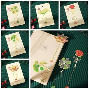 Pagination Mark Pild Pendant Bookmark Chinois Style Page Marker Flower Feuilles Clips de livre Paginateur en métal