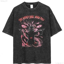 Pain anime imprimé T-shirt Men rétro Retro Lavage 100% coton TEES TEES HARAJUKU TSHIRT 2021 T-shirts masculins Hip Hop Hop Hop H1218