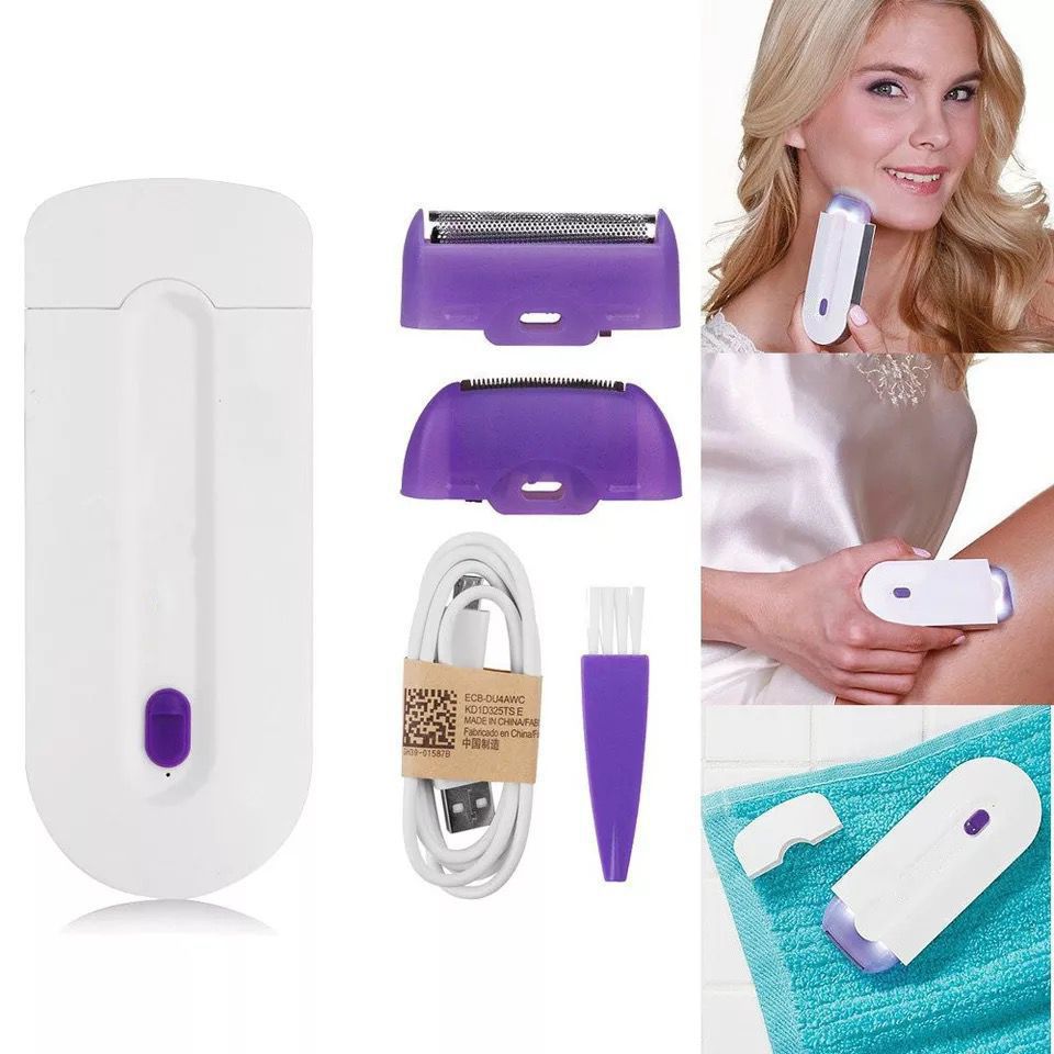 Épilateur électrique indolore Induction tactile outil d'épilation femmes corps visage Bikini rasoir tondeuse USB Rechargeable + lumière bleue