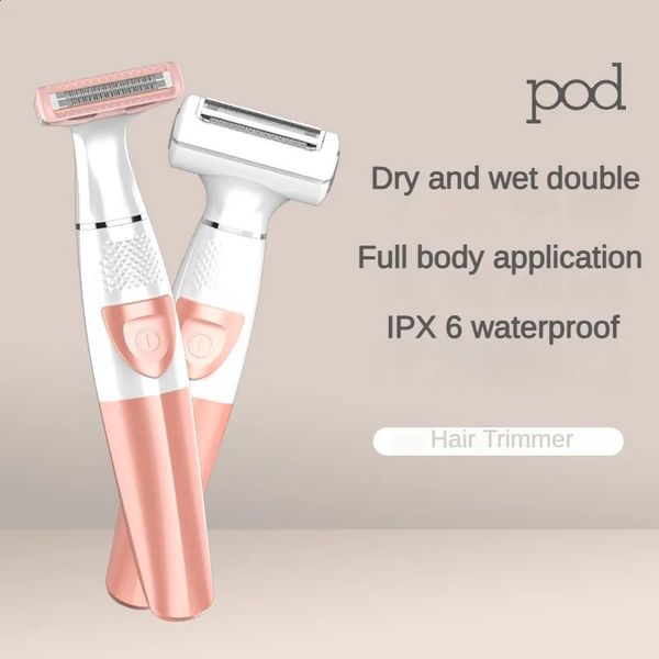 Epilator indoloro para hombres y mujeres recortador de cabello para mujer Batería AA Batería en línea cabezas de corte IPX7 Hygienic impermeable 240322