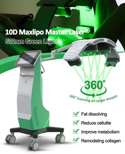 Élimination des graisses indolores 10D Équipement laser vert rotatif Équipement de thérapie laser à bas niveau Dispositif de beauté mincer