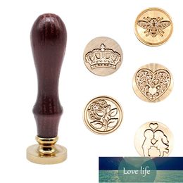 Verfafdichting op de verjaardagskaart Retro DIY Envelop Stamps Rose Crown Tree Ornament Classic Wedding Uitnodigingen Wax Seal Stempel