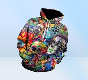 Paint Skull 3D Sweats à capuche imprimés Hommes Femmes Sweatshirts Pull à capuche Marque 5XL Qlity Survêtements Garçon Manteaux Mode Outwear New5851863