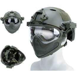 Paintball Tactical Helmet Game Military CS CS Airsoft Cubierto de malla transpirable Cascos de malla de caza Equipo de tiro 240428