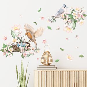 Geschilderde Takken Vogel Bloemen Muurstickers Chinese Stijl Woonkamer Achtergrond Woondecoratie Behang Zelfklevende Muurschildering