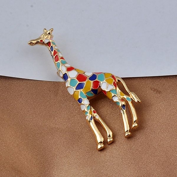 Broche girafe peinte Collier en V pour femme Boucle anti-lumière Goupille Fixation des vêtements