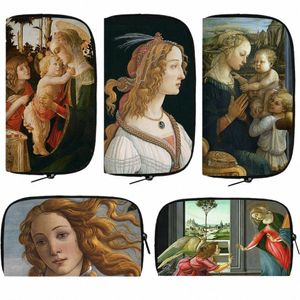 Pintor Botticelli Pintura al óleo de la billetera El nacimiento de Venus Retrato Mujeres Arte retro Fi Mey Purse Ced Letter Holder K3B7#