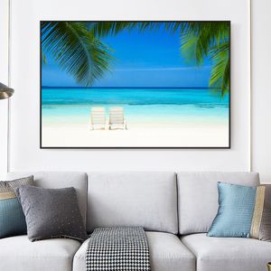 Peinture abstraite bleu ciel et mer HD imprime et affiches sur toile moderne paysage mur Art photo pour salon décor à la maison