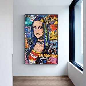 Samenvatting Graffiti -kunst op Canvas Home Decor Wall Art Canvas Painting for Living Room Mona Lisa Canvas Posters and Prints