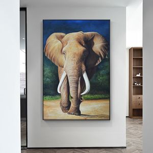 Schilderij Afrikaanse olifant wilde dieren olieverf op canvas Scandinavische posters en prints Cuadros kunst aan de muur foto's voor de woonkamer