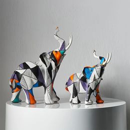 Peinture art sculptures d'éléphant figurines décoration moderne résine résine animal statue nordique salon nordique décoration intérieure 240518
