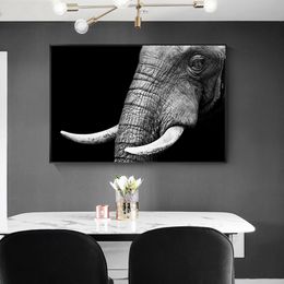 Schilderen zwart -wit wilde olifant dierenkunst canvas posters en prints cuadros wall art picture voor woonkamer thuisdecoratie