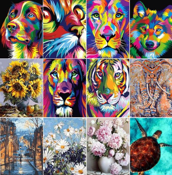 Peinture par nombre animaux 50x40cm images huile peinture nombres photos coloriage de cadeau par exemple