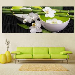 Schilderen Digitale HD Print Still Life Bamboo White Orchid Feng Shui Landscape Oil On Canvas Poster Wall Foto voor woonkamer