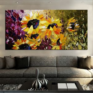 Peinture moderne abstraite HD imprimée fleur Van Gogh tournesol sur toile, affiche murale d'art pour décoration de salon Cuadros