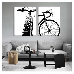 Peinture murale de motivation, images d'art, imprimés et affiches de vélo, cadeau pour chambre d'enfant, décoration de maison, Art de vélo noir, toile de cyclisme Woo